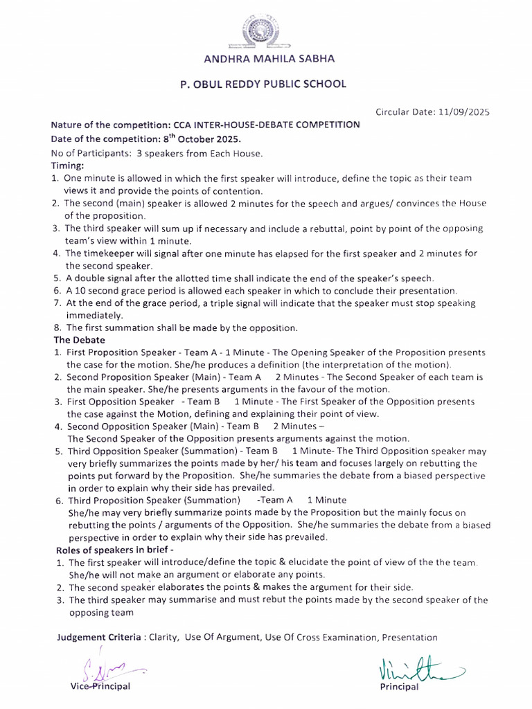 Cca Debate Competition Circular 2025 26 Pdf