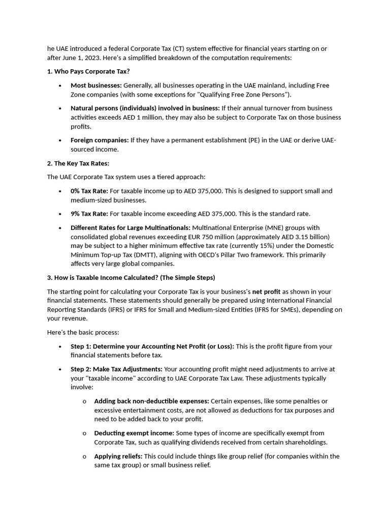 UAE Corporate Tax Overview 2023 | PDF | Corporate Tax In The United ...