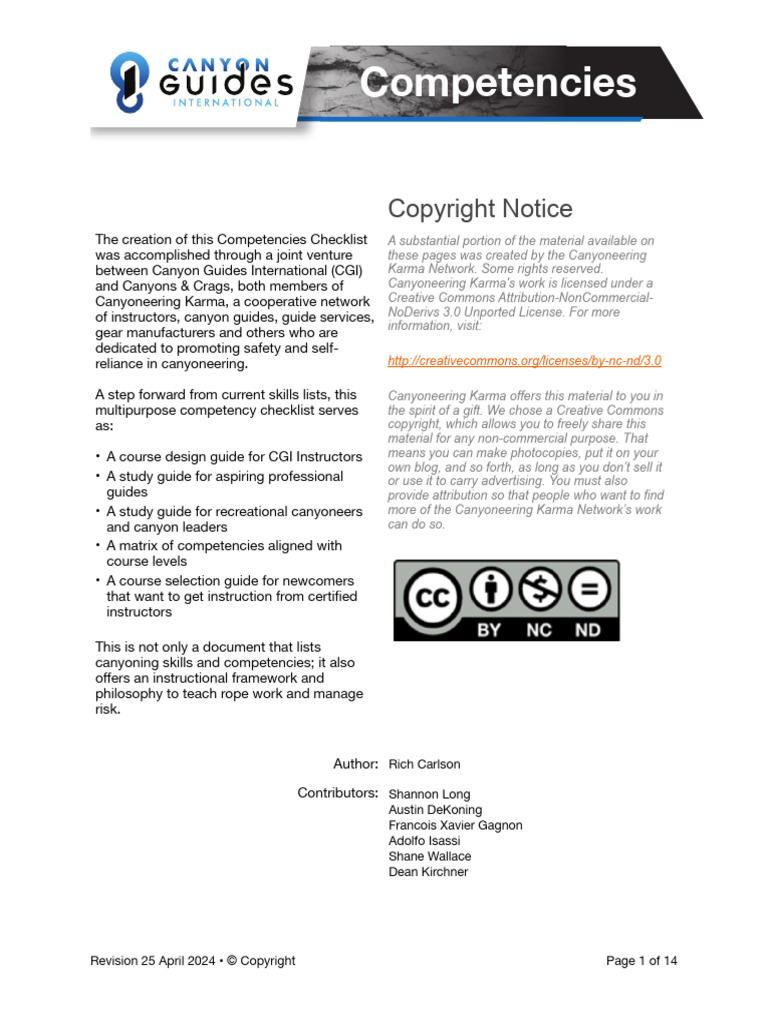 Competencies Checklist Cgi | PDF | Knot