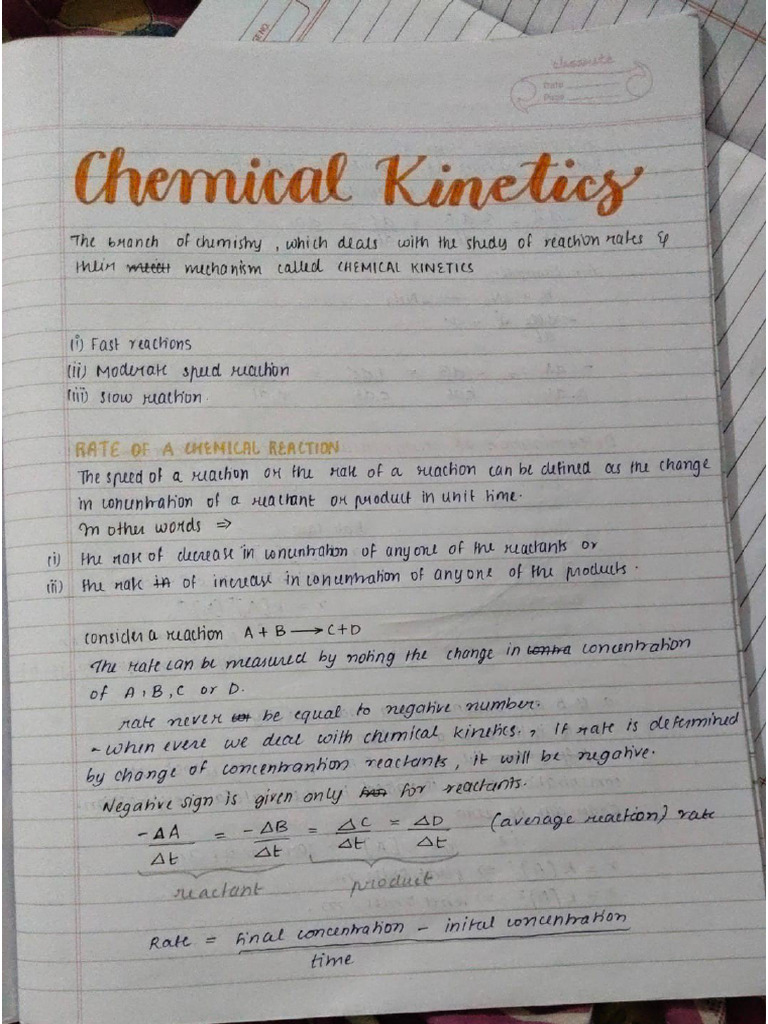 Chemical Kinetics Notes Class 12 | PDF