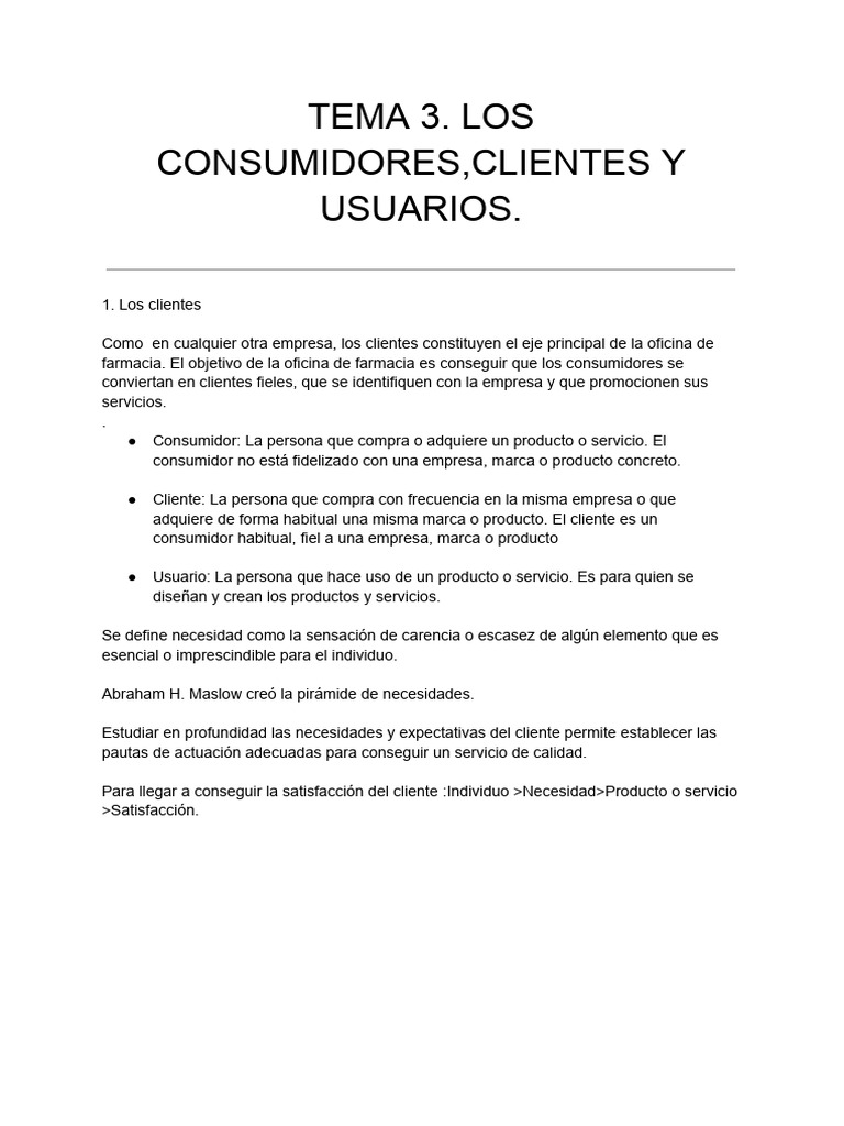 Consumidores y Clientes en Farmacia | PDF | Cliente | Los consumidores