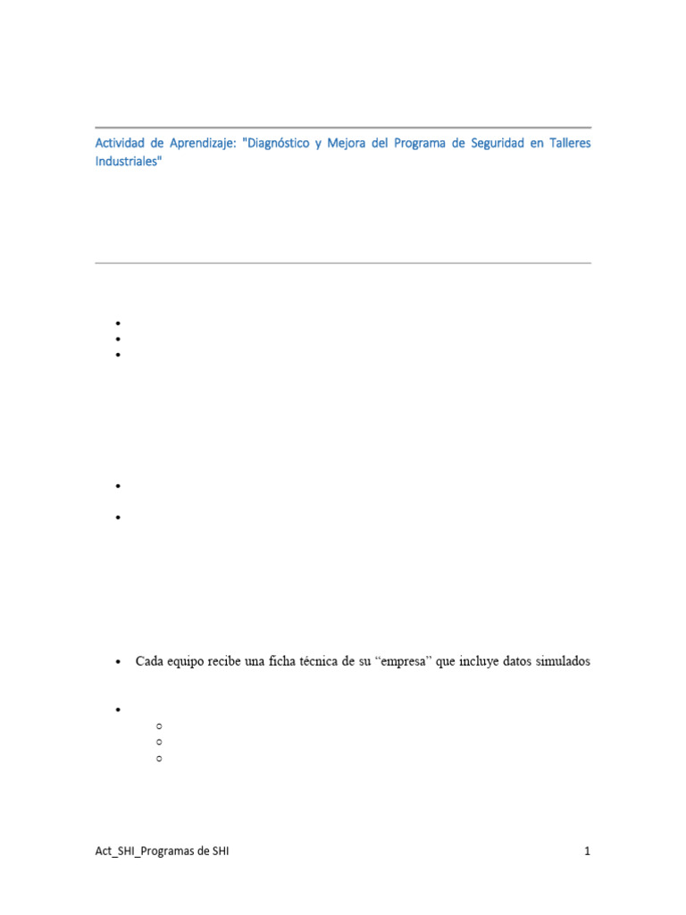 Act - Programa - Seguridad e Higiene Industrial 2025B | PDF | Higiene ...
