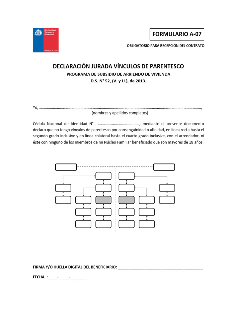 Declaración Jurada Formulario A-07 | PDF