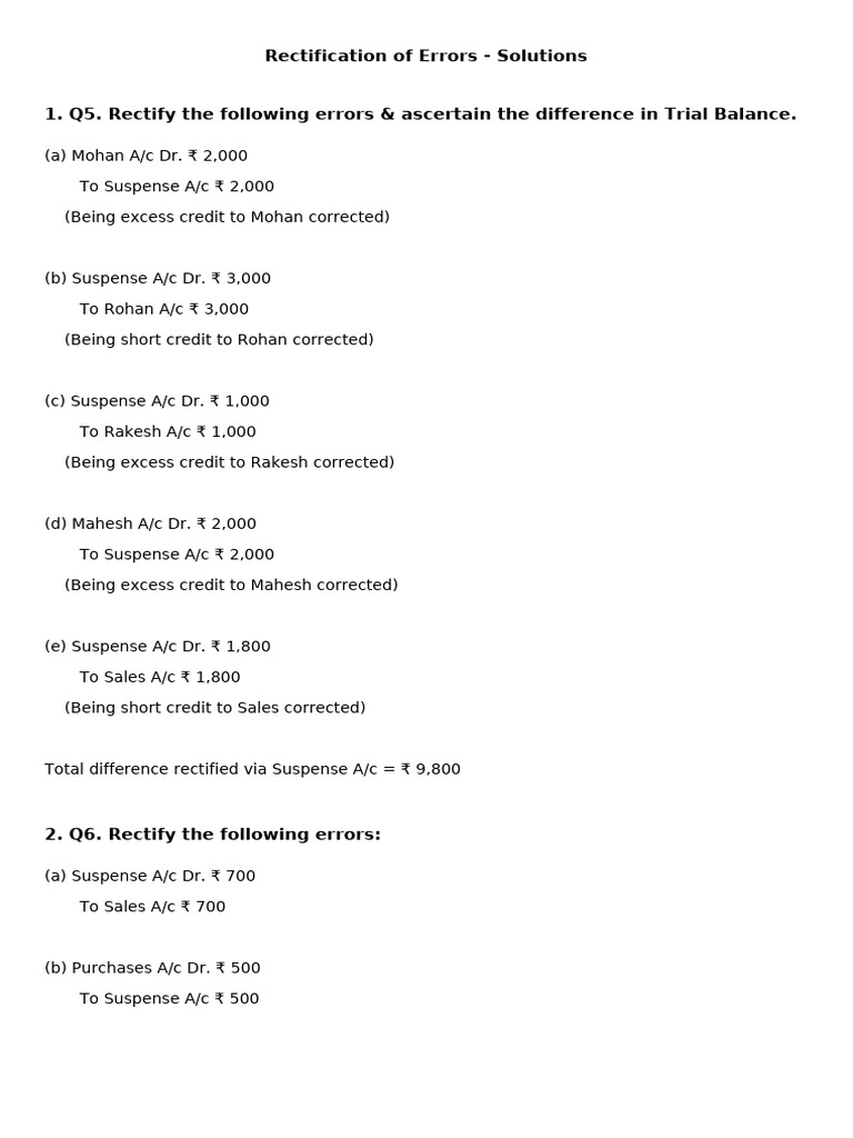 Error Rectification Solutions | PDF