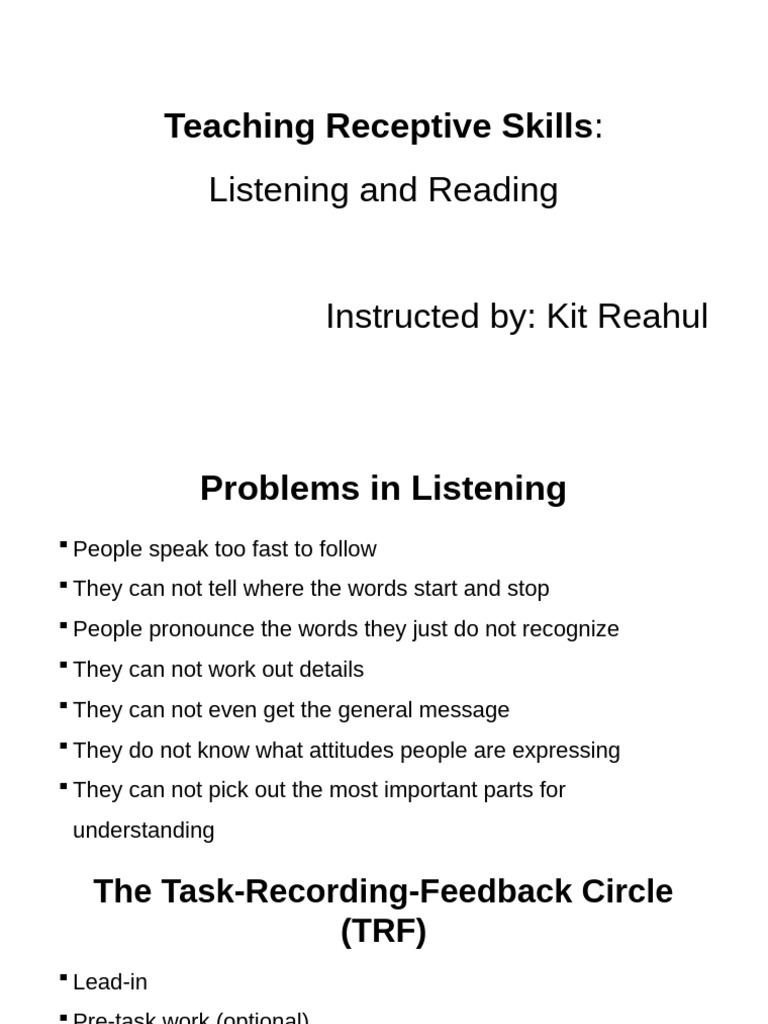 Receptive Skills - Listening and Reading | PDF | Vocabulary | Speed Reading