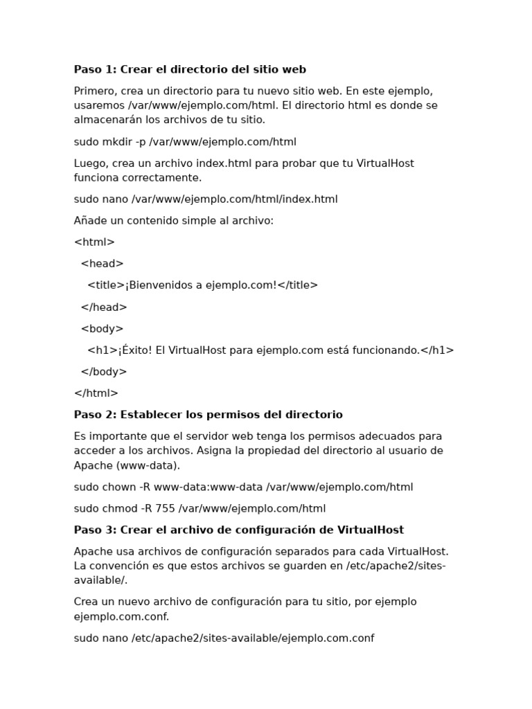 Cofiguracion Virtualhost en Apache | PDF | Servidor HTTP Apache ...