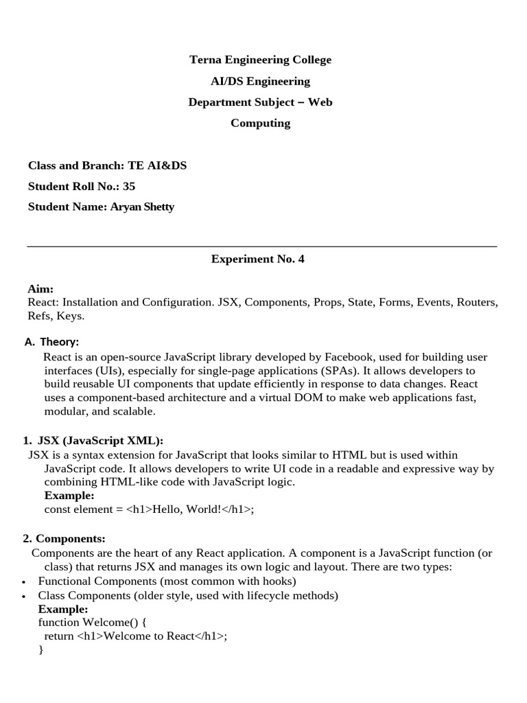 ReactJS Basics: JSX, Components, State | PDF | Document Object Model ...