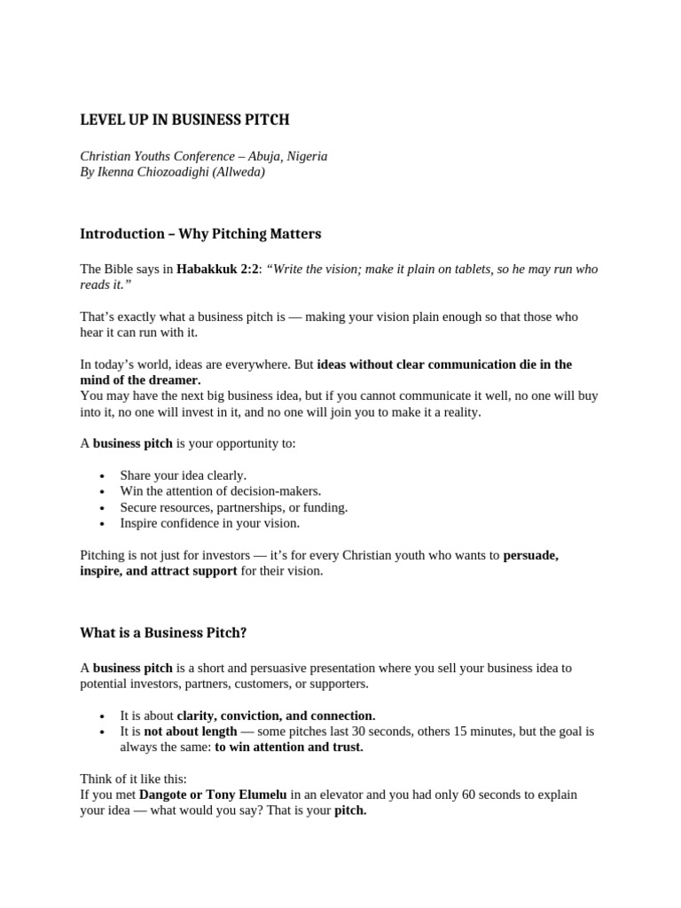 Mastering Business Pitches for Youths | PDF | Startup Company | Small ...