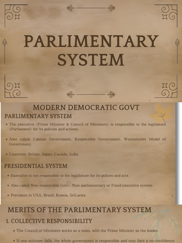 Overview of the Parliamentary System | PDF | World Politics ...