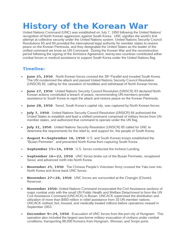 Overview of the Korean War History | PDF | United Nations High ...
