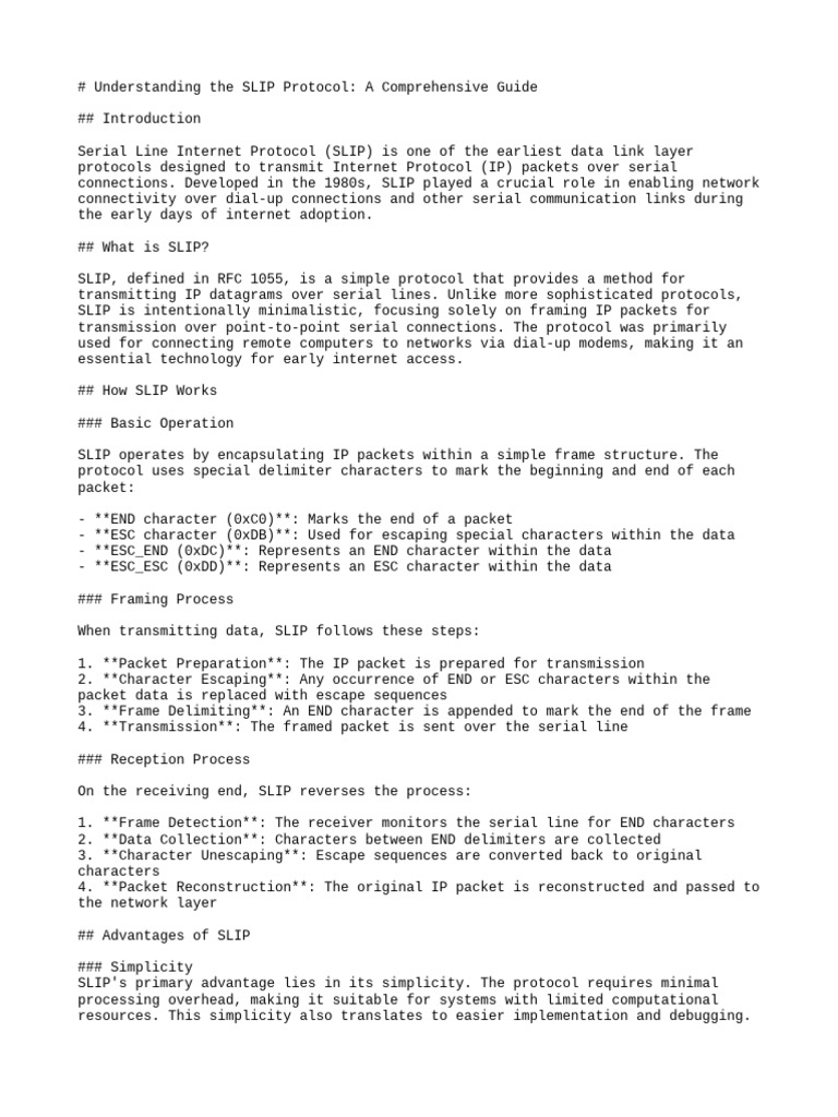 SLIP Protocol: Overview and Insights | PDF | Internet Protocols ...