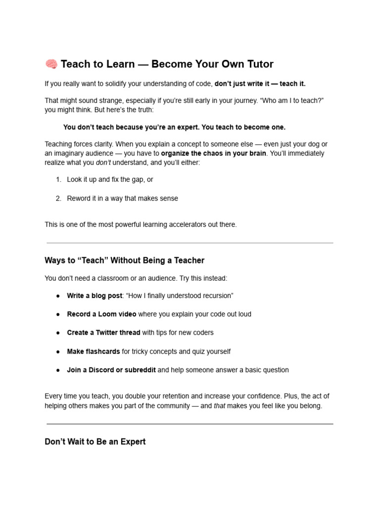 Teach to Learn: Boost Coding Skills | PDF | Behavior Modification ...