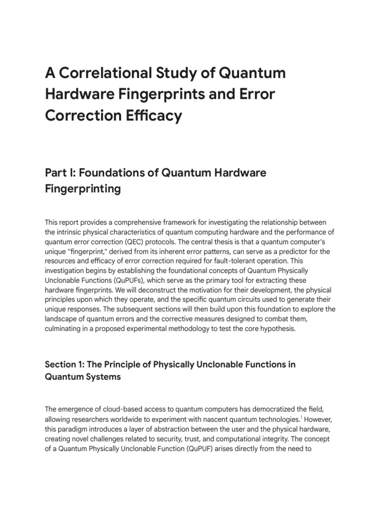 Quantum Hardware Fingerprints & QEC Efficacy | PDF | Quantum Computing ...