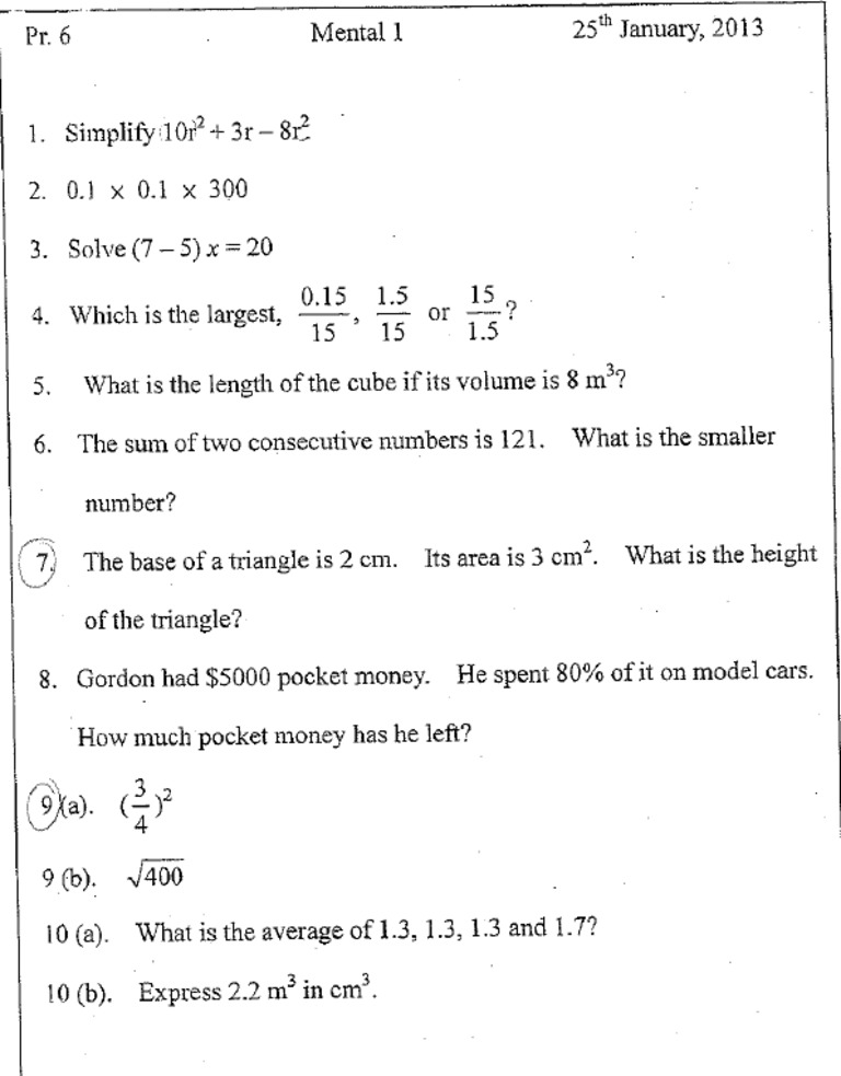 DGJS P6 2012 2nd Term Mentals | PDF