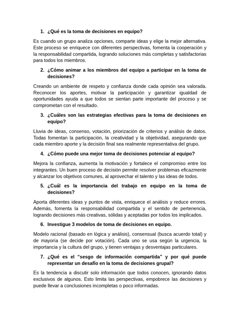Estrategias para Decisiones en Equipo | PDF | Toma de decisiones ...