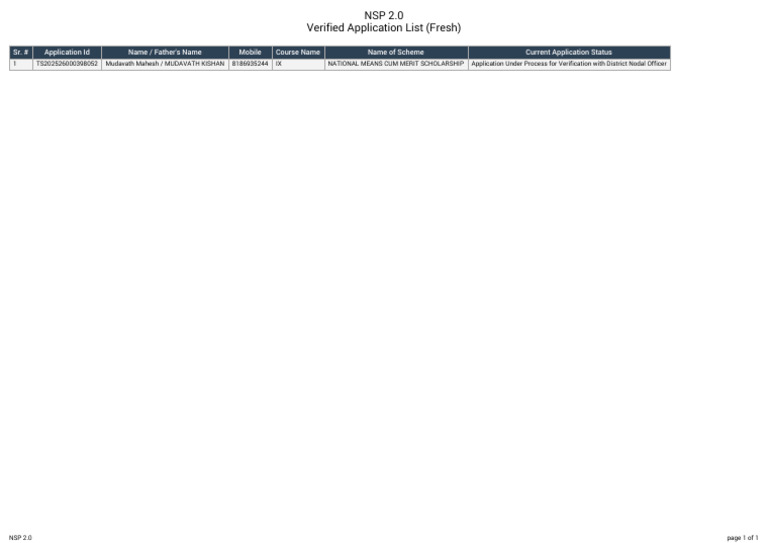 NSP 2.0 Verified Application List | PDF