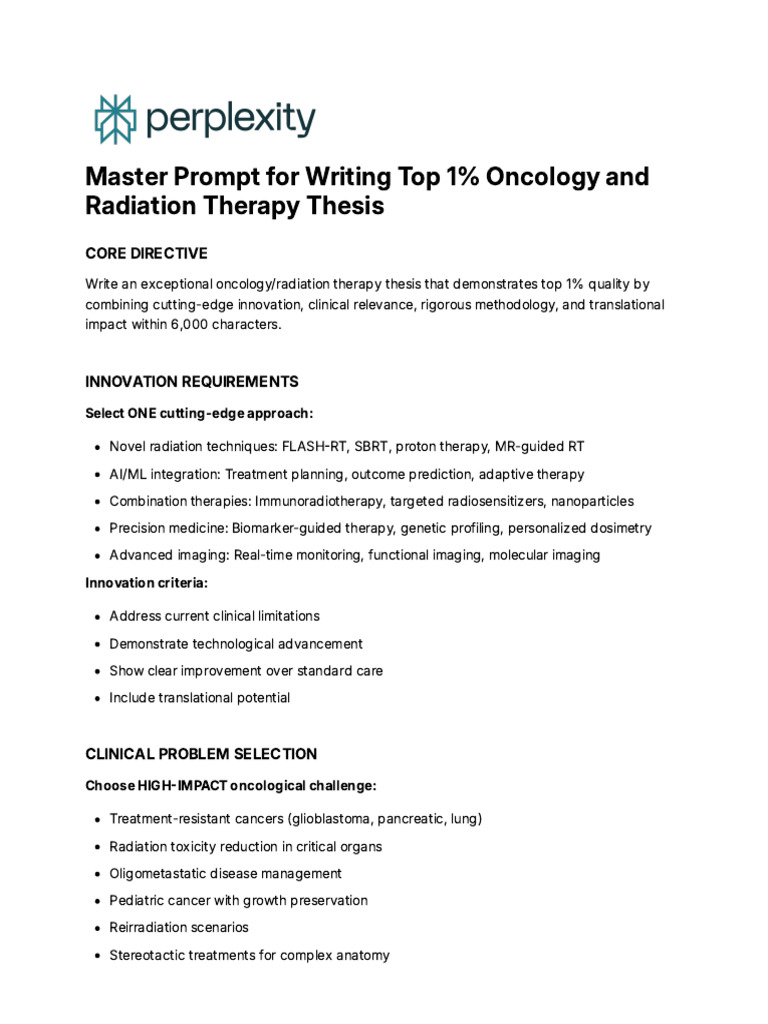 Master Prompt For Writing Top 1% Oncology and Radi | PDF | Radiation ...