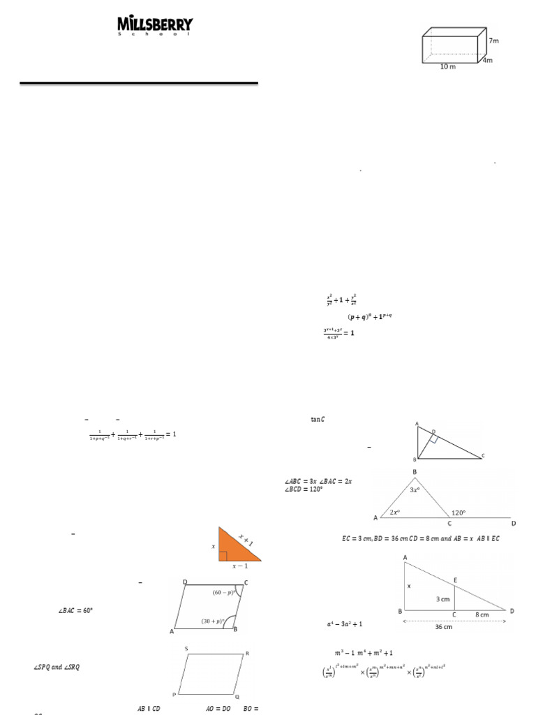 Grade 9 Mathematics Practice Set | PDF | Income | Triangle