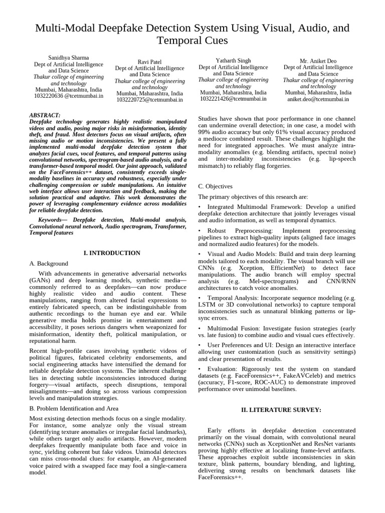 Multi-Modal Deepfake Detection System | PDF | Deep Learning | Applied ...