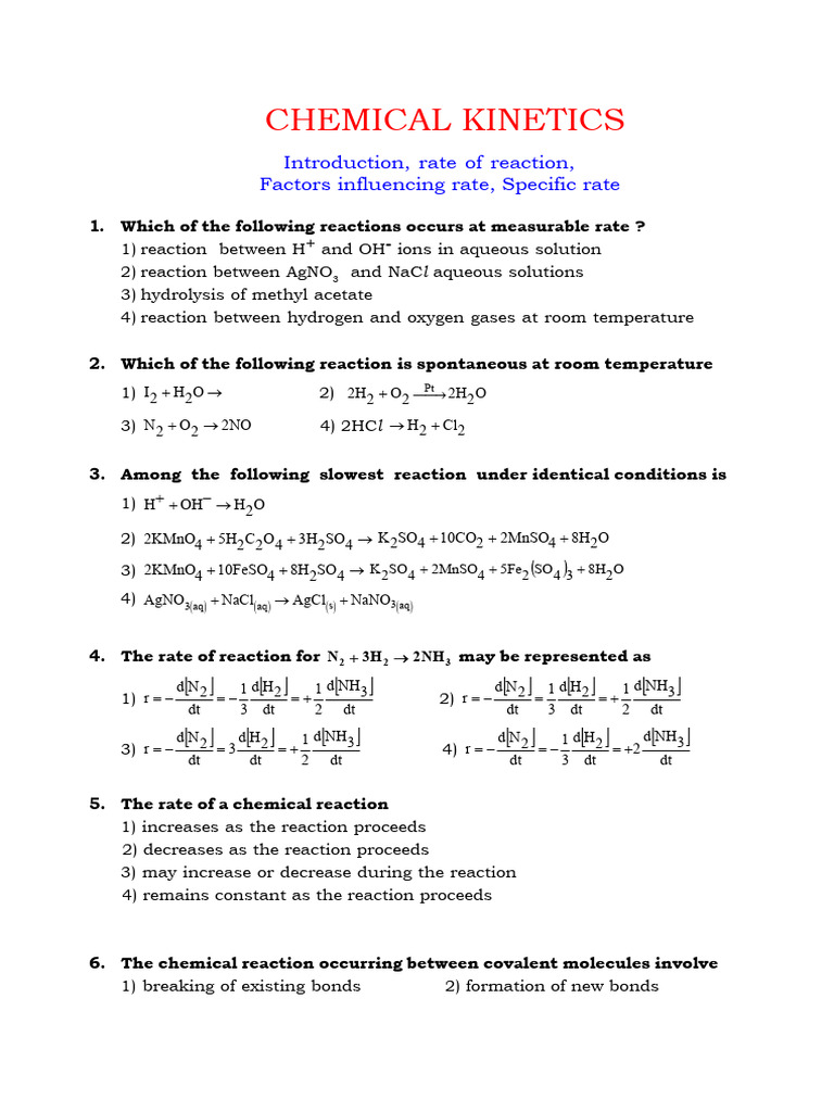 Chemical Kinetis Assaignment | PDF | Reaction Rate | Activation Energy