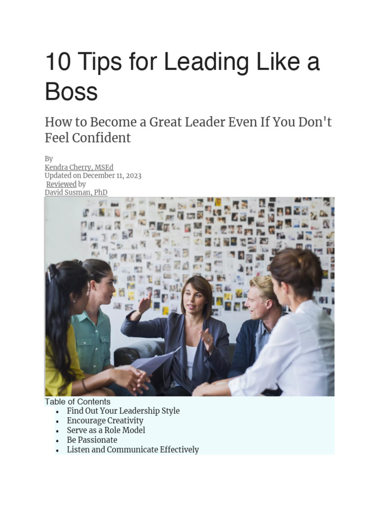 10 Leadership Tips for Effective Bosses | PDF
