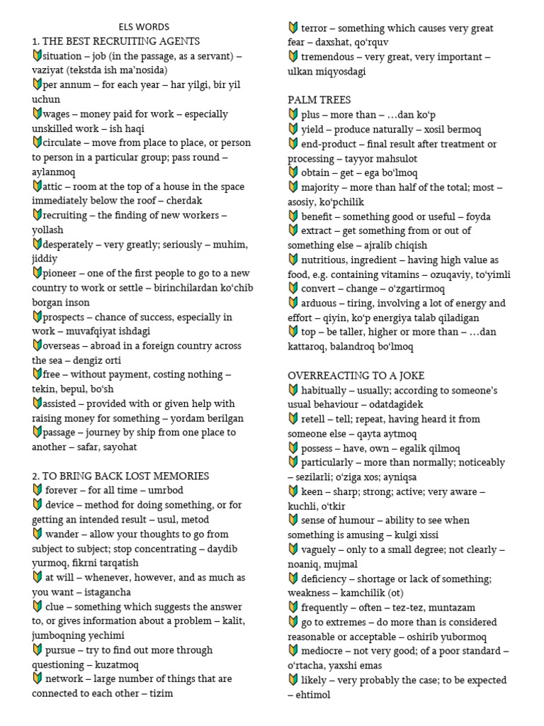 Uzbek Language Vocabulary Guide | PDF