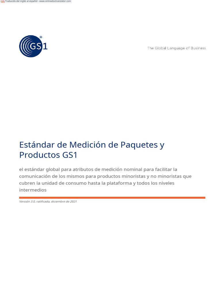 GS1 Package Product Measurement Standard | PDF | Pulgada | Medición