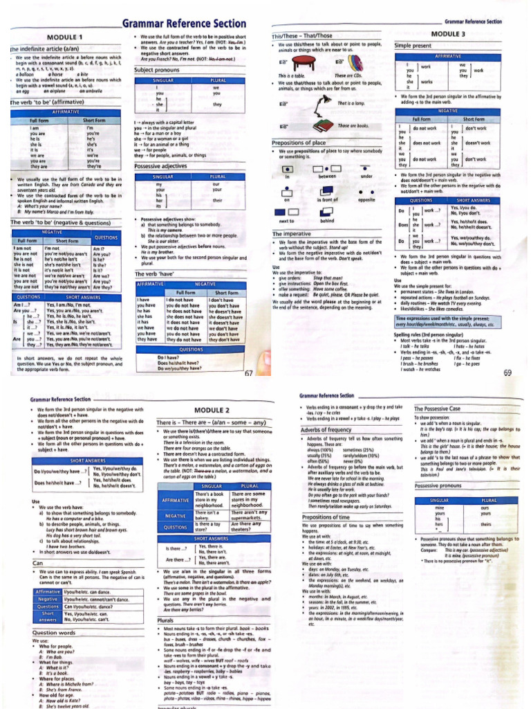 A1 Grammar | PDF