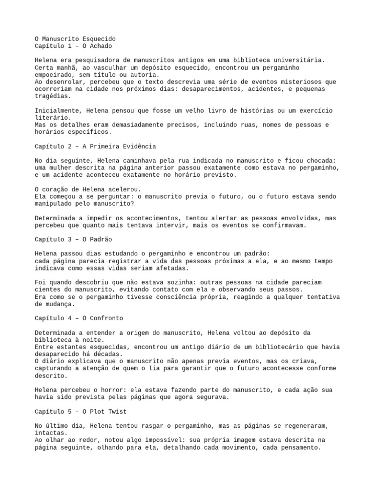 O Manuscrito Esquecido | PDF | Narrativa | Manuscrito