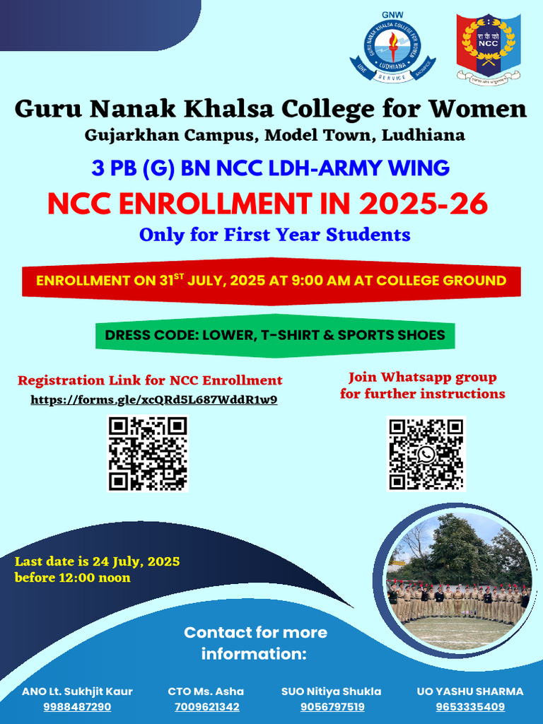 NCC Enrollment Deadline: July 24, 2025 | PDF