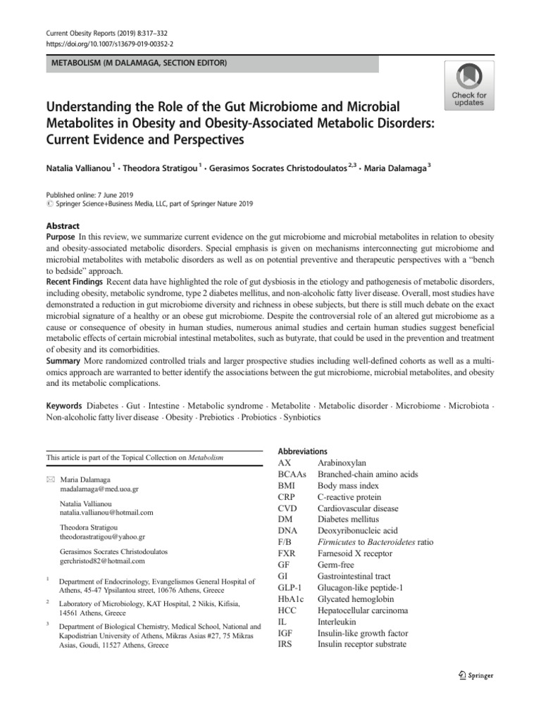 Understanding The Role of The Gut Microbiome and Microbial Metabolites ...