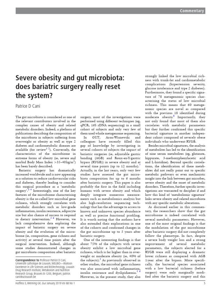 Severe Obesity and Gut Microbiota Does Bariatric Surgery Really Reset ...