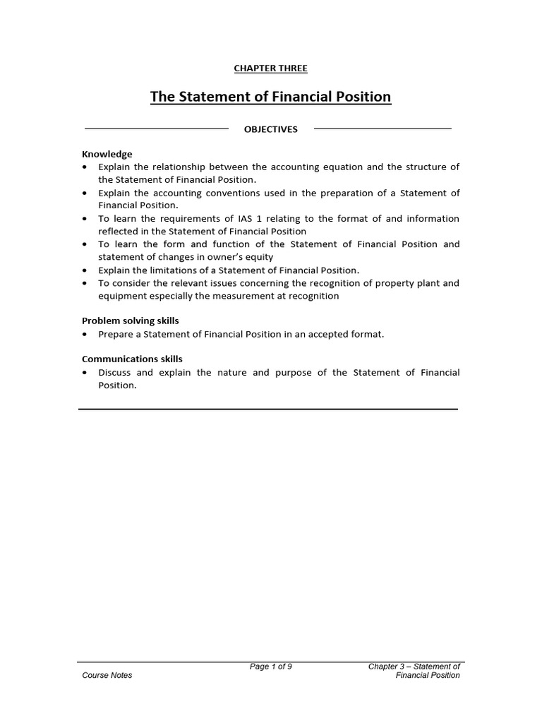 Understanding the Statement of Financial Position | PDF | Book Value ...