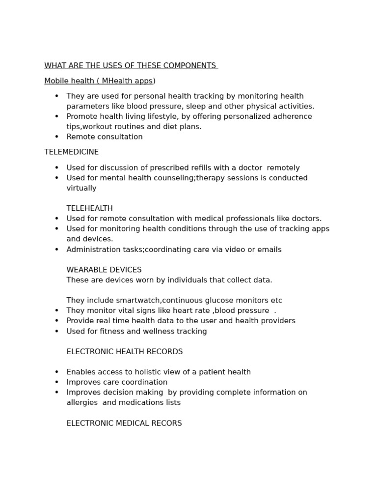 Uses of Health Tech Components | PDF