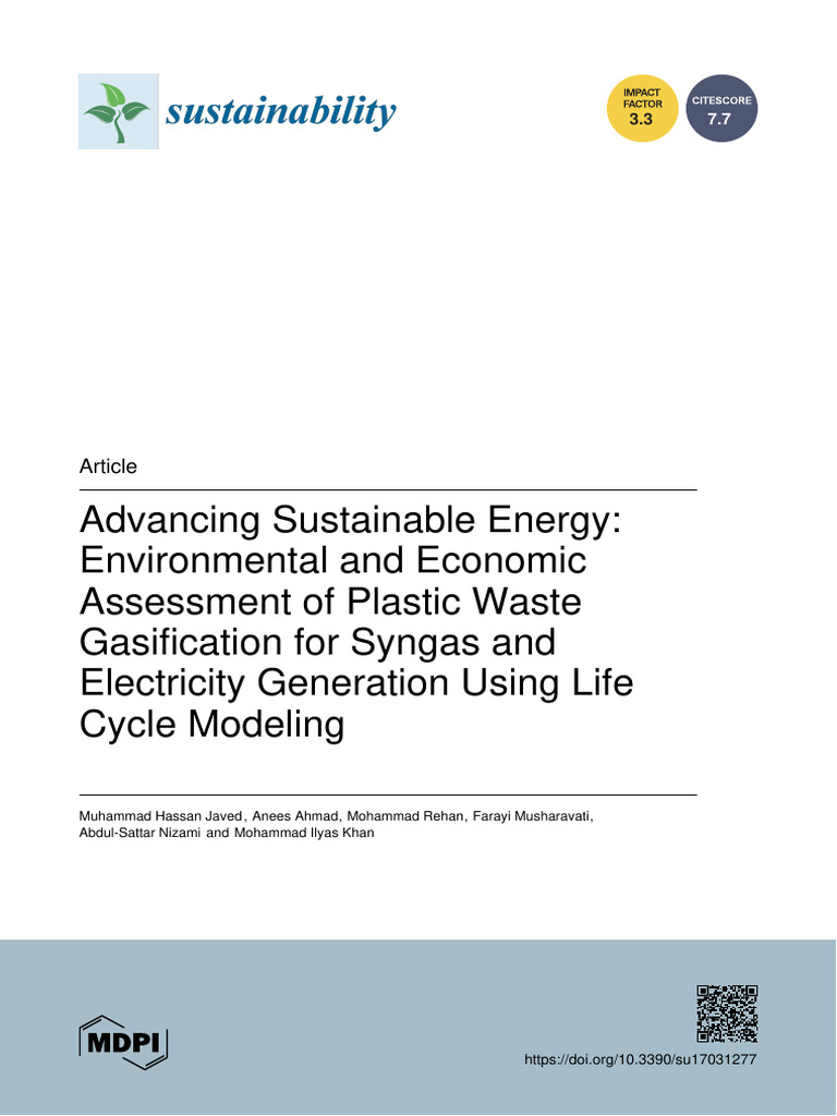 Sustainability 17 01277 With Cover | PDF | Gasification | Waste Management