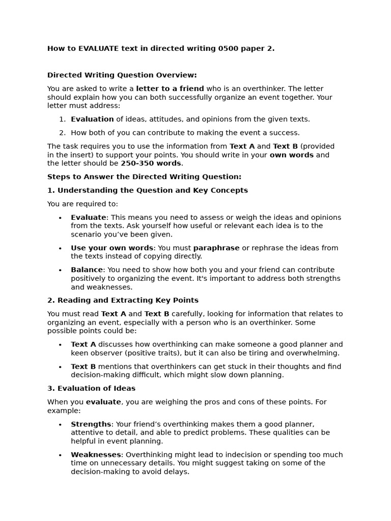 Evaluating Texts for Directed Writing | PDF | Information | Decision Making
