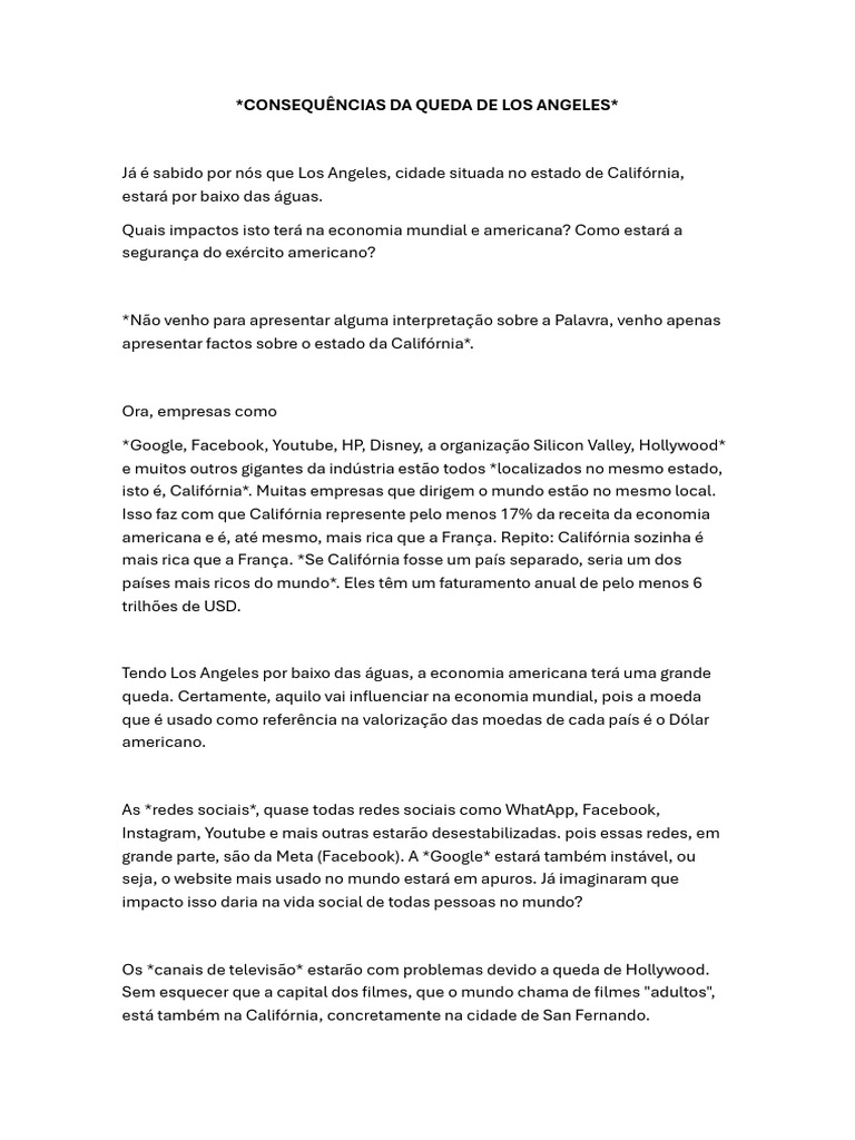 Impactos da Queda de Los Angeles na Economia | PDF | Os Estados Unidos ...