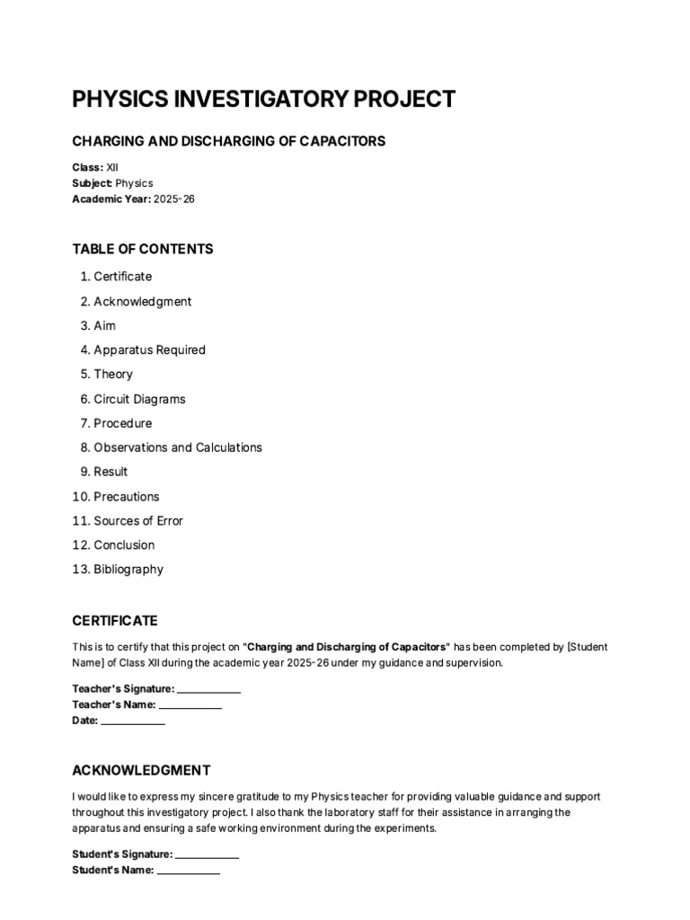 Capacitor Charging and Discharging Project | PDF | Capacitor | Voltage