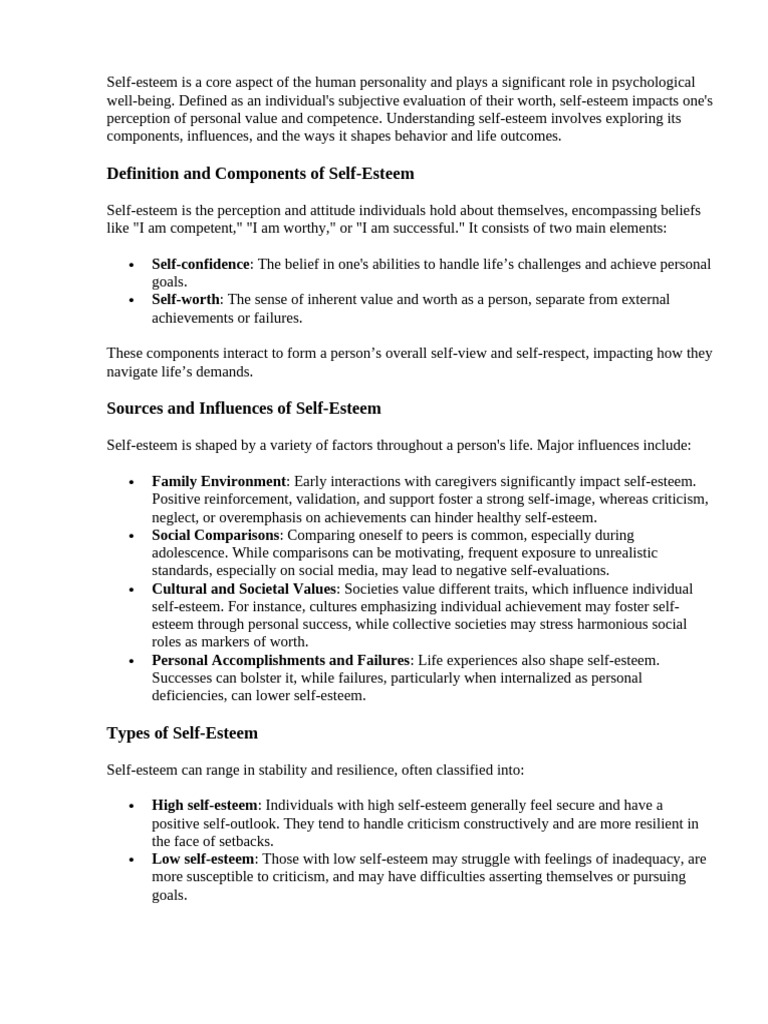 Understanding Self-Esteem and Its Impact | PDF | Self Esteem ...
