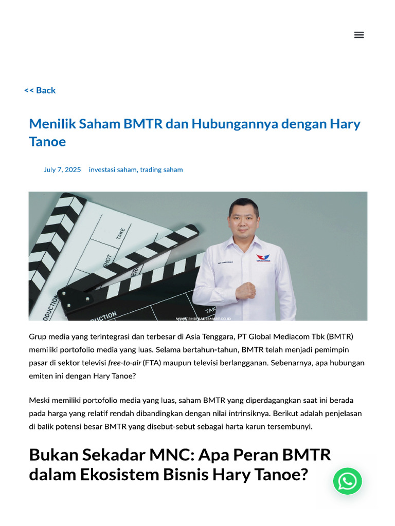 Menilik Saham BMTR Dan Hubungannya Dengan Hary Tanoe - RHB Tradesmart | PDF