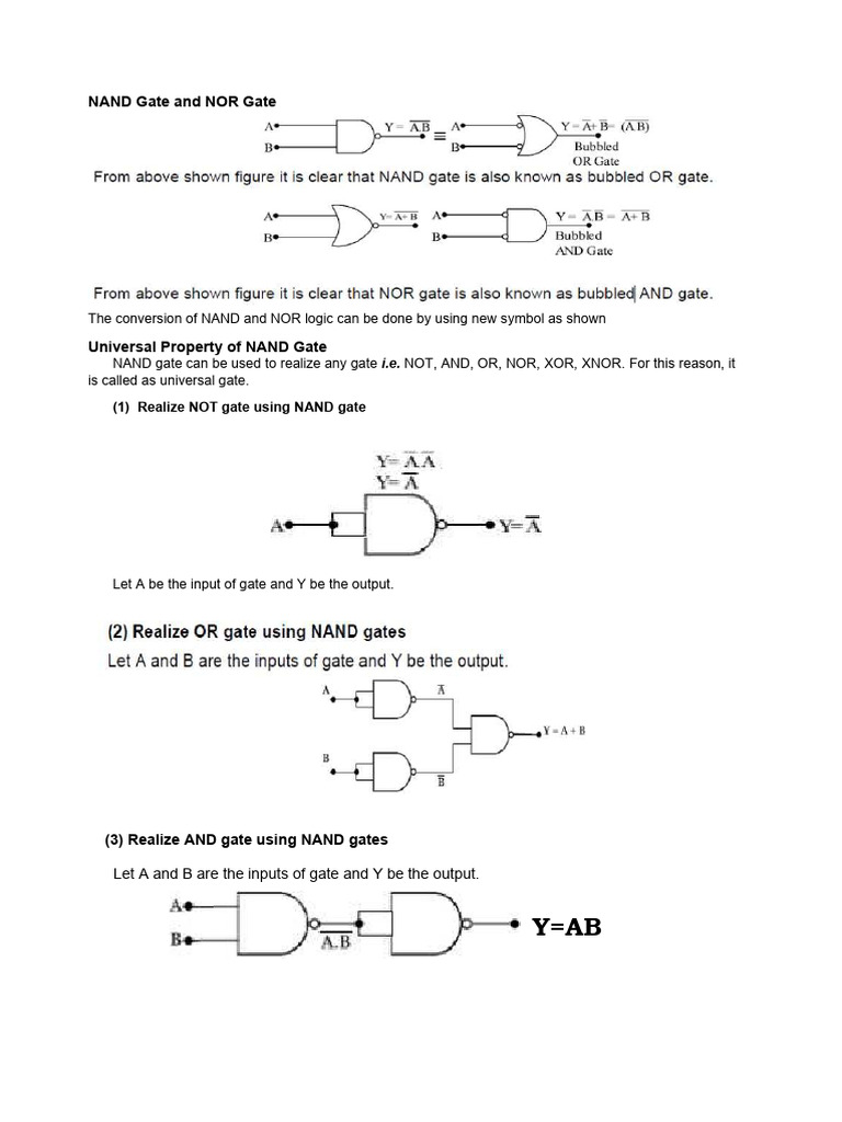 Universal Logic Gates: NAND & NOR | PDF | Logic Gate | Electronic ...