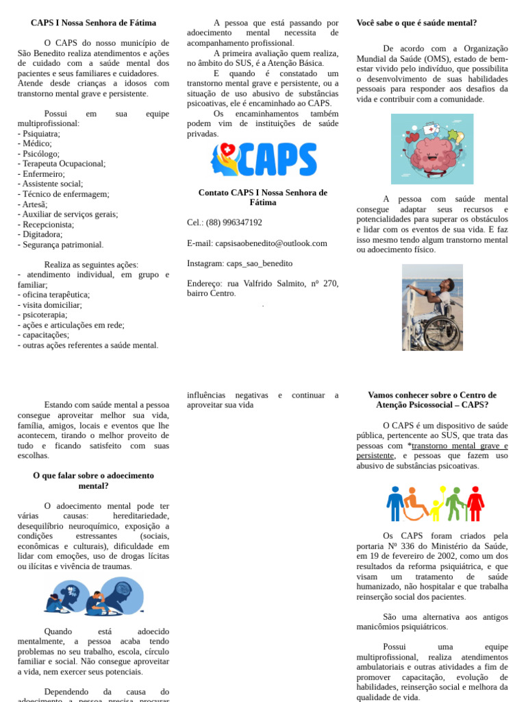CAPS I: Saúde Mental em São Benedito | PDF | Saúde mental | Enfermagem