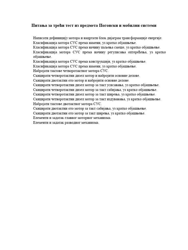 Pitanja Za Treci Test | PDF