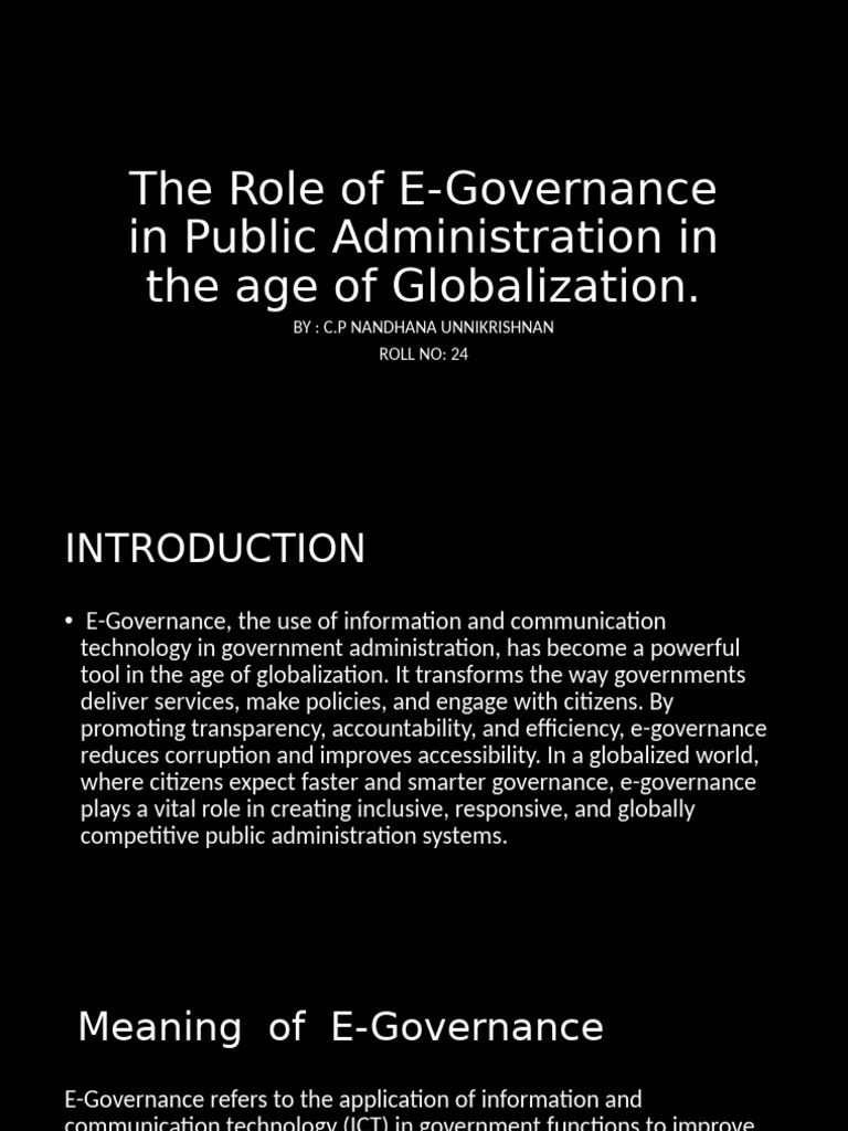 E-Governance in Globalized Public Admin | PDF | Governance ...