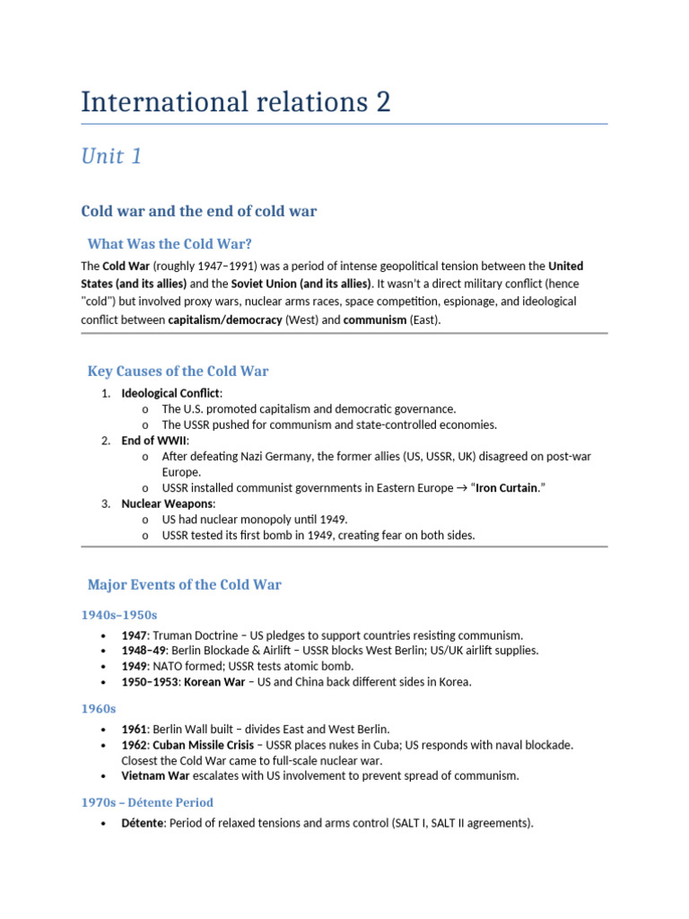 International Relations 2 | PDF | Cold War | Soviet Union