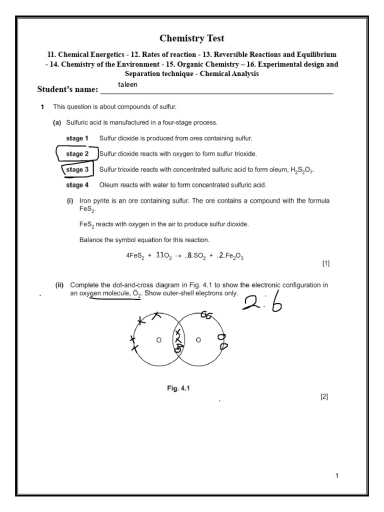 Chemistry Test Overview and Topics | PDF