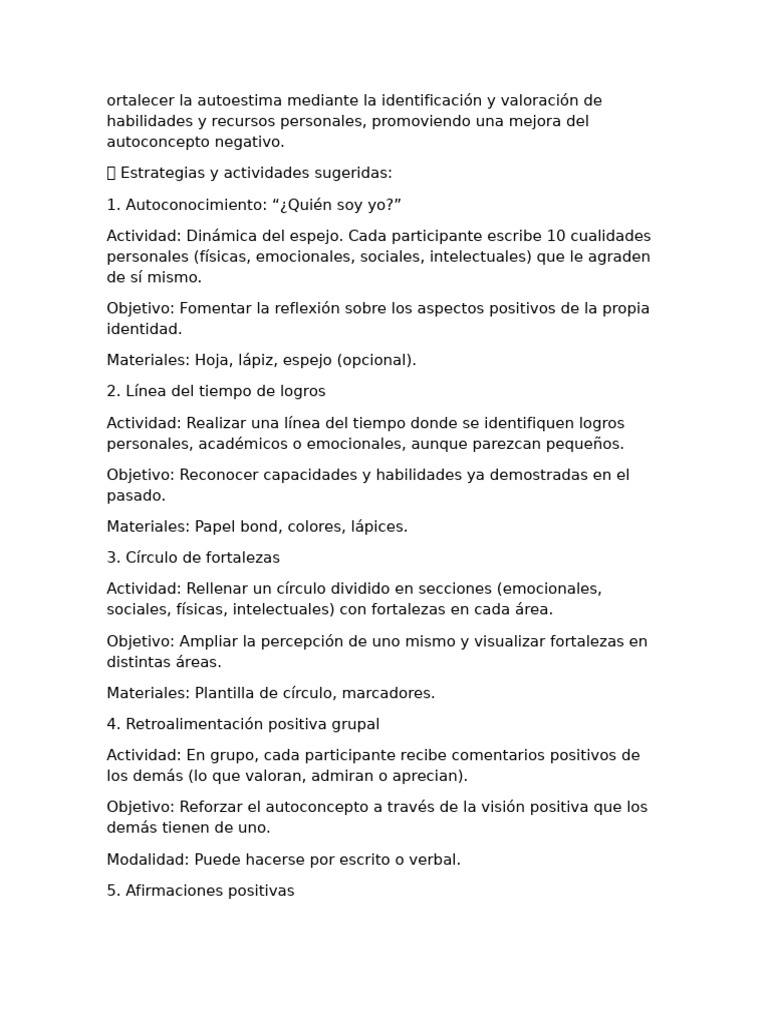 Mejora de la Autoestima: Estrategias Prácticas | PDF | Autoestima ...