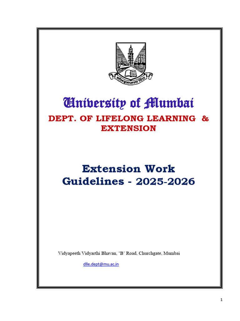 Mumbai University Extension Work Guide 2025-2026 | PDF | Teachers ...
