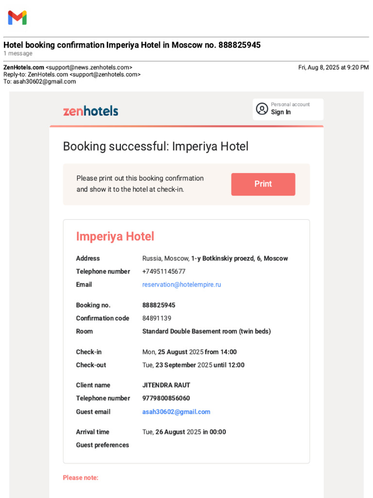 Imperiya Hotel Booking Confirmation | PDF | Visa Inc. | Master Card