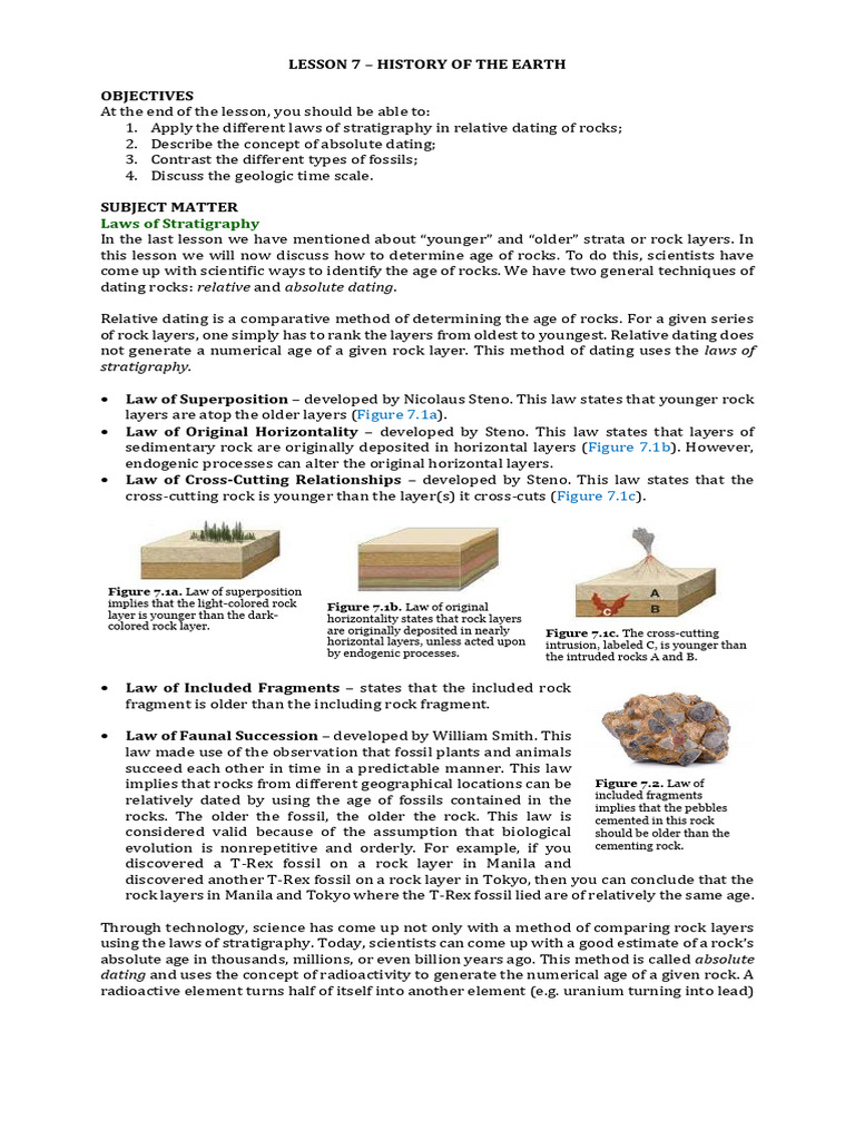LESSON+7+-+History+of+the+Earth | PDF | Stratigraphy | Fossil
